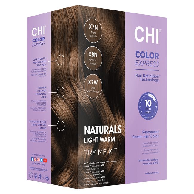 Color Express Permanent Cream Hair Color Naturals Light Warm Try Me Kit