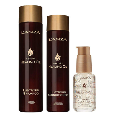 Keratin Healing Oil Trio: Lustrous Shampoo Conditioner and Hair Treatment-Salonbar