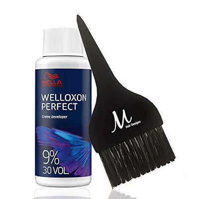 Wella Welloxon Perfect 9% 30 Volume Creme Developer 2 oz and M Hair Designs Tint Brush-Salonbar