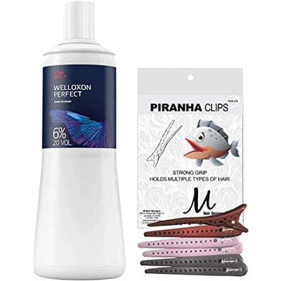 Wella Welloxon Perfect 6% 20 Volume Creme Developer 1 Liter , Designs Piranha Hair Clips-Salonbar