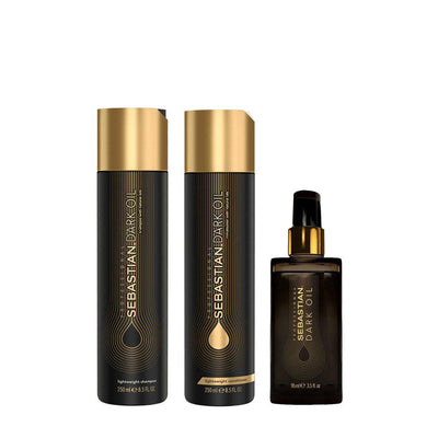 Sebastian Dark Oil Lightweight Hydrating Shampoo 250ml Conditioner 250ml Dark Oil 95ml-Salonbar